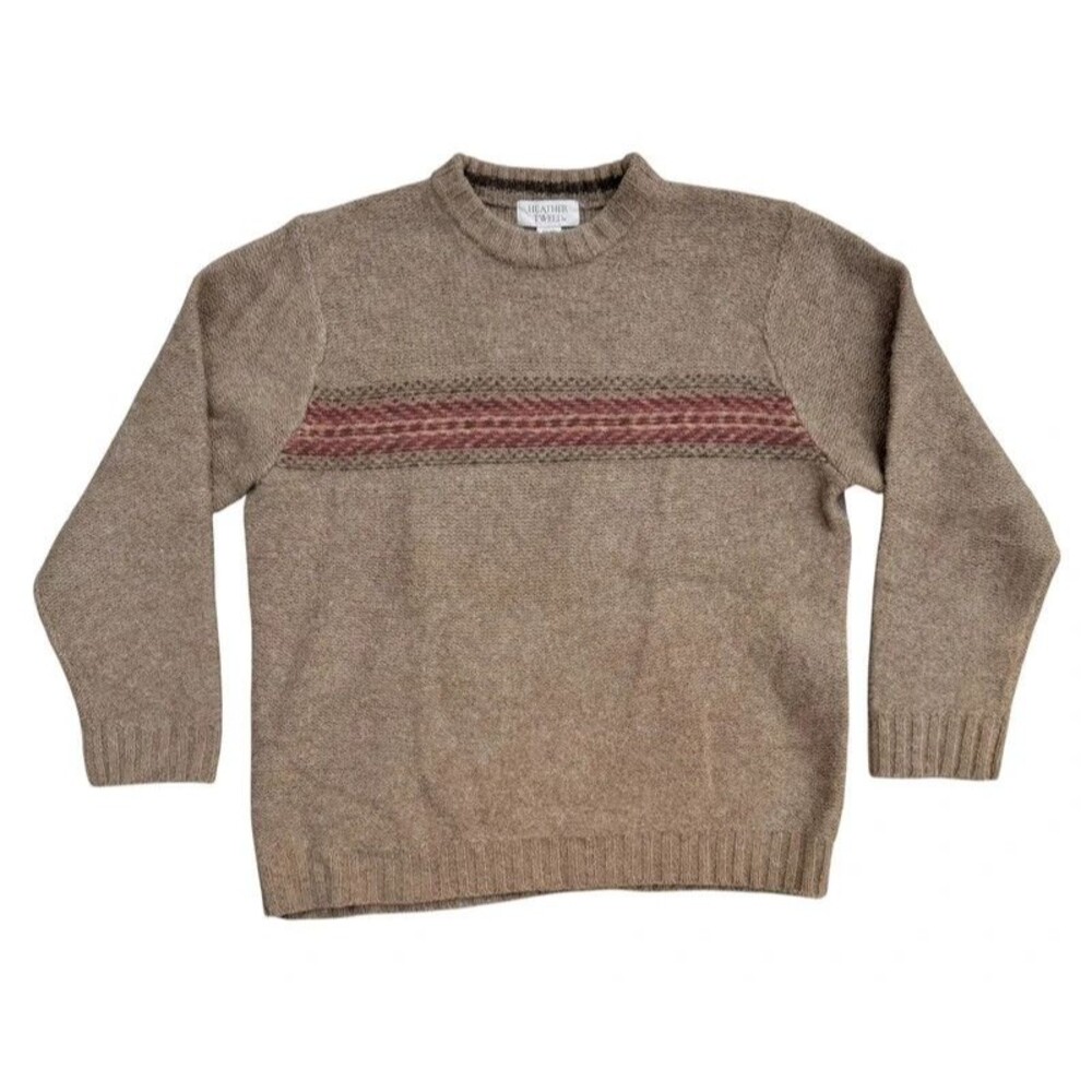 Oversized Boyfriend Slouchy Grandpa Heather & Tweed Striped Sweater - XL